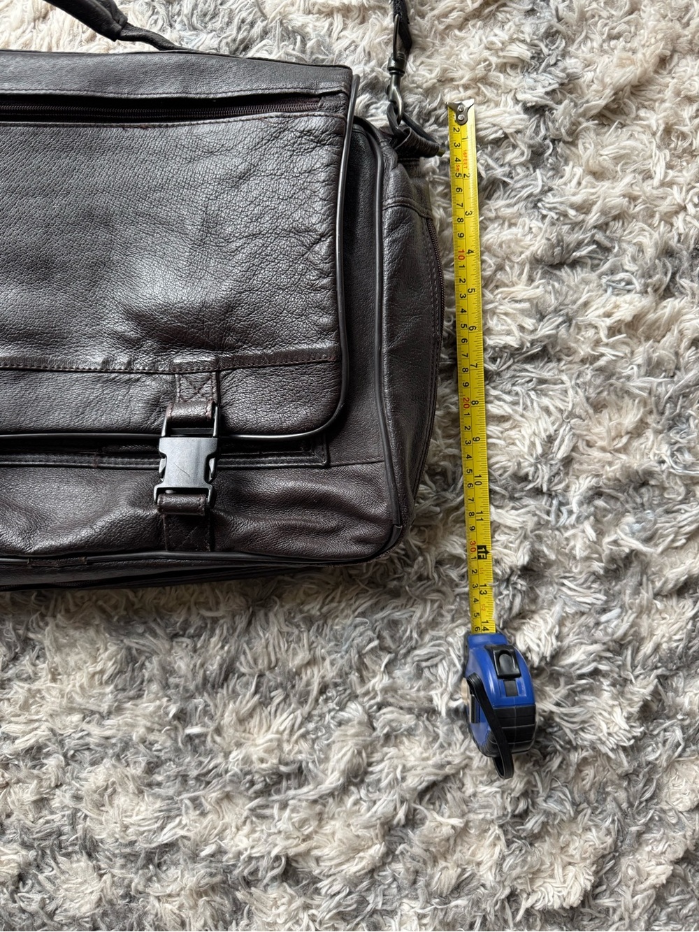 Leather Messenger Bag with padded, adjustable strap. Gender neutral. - Picture 12 of 16